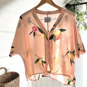 Rails Peach Floral Button-Up Blouse